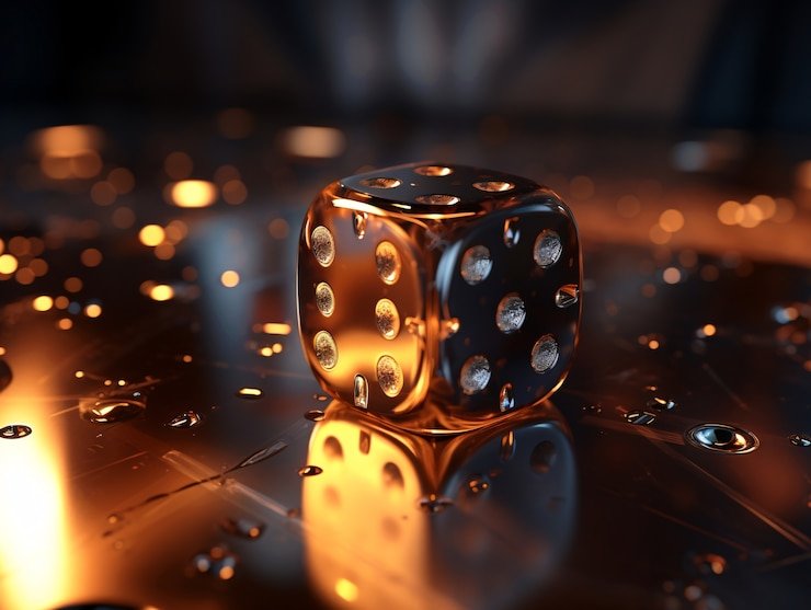 ziatogel resmi Dice Game interface showing two dice, prediction options, stake controls, and balance display